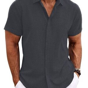 Men's Charcoal Casual Button Down Shirt